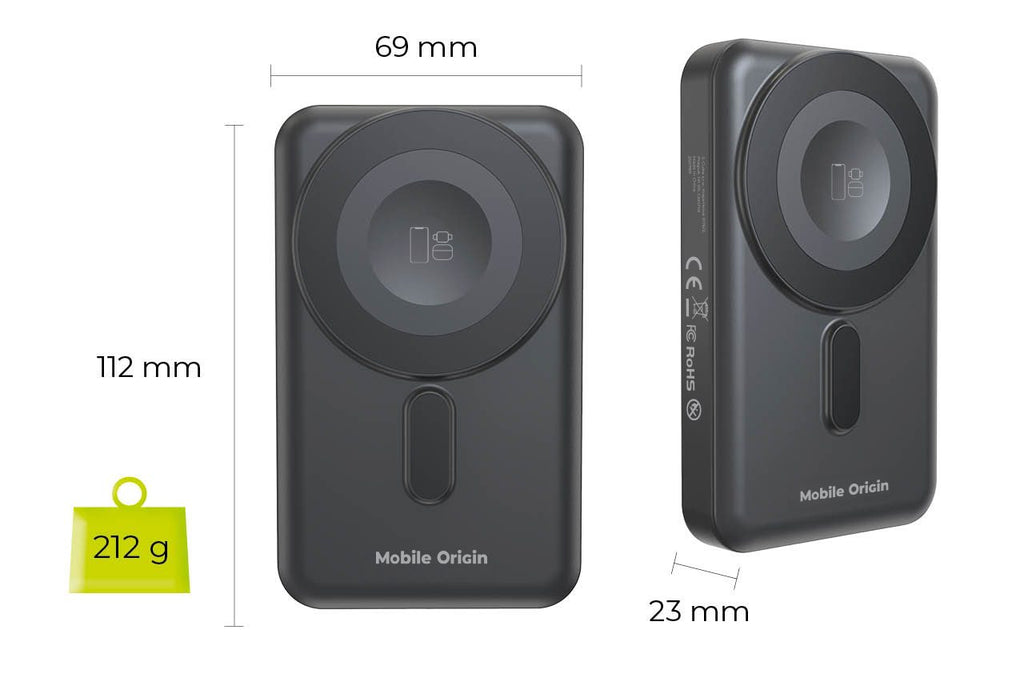 Mobile Origin Wireless Magnetic PowerBank 10000mAh, USB-C and Lightning Cable PB11