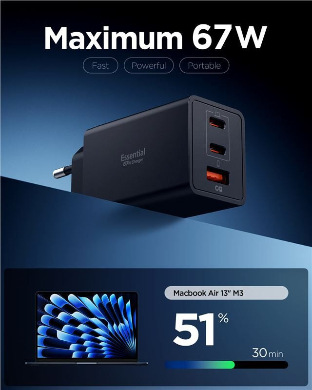 Spigen Essential 67W Wall Charger EE673EU, black