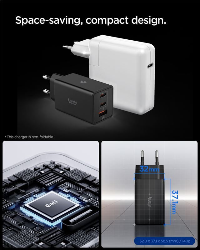 Spigen Essential 67W Wall Charger EE673EU, black