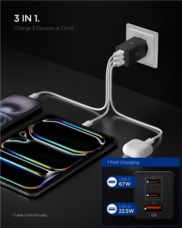 Spigen Essential 67W Wall Charger EE673EU, black