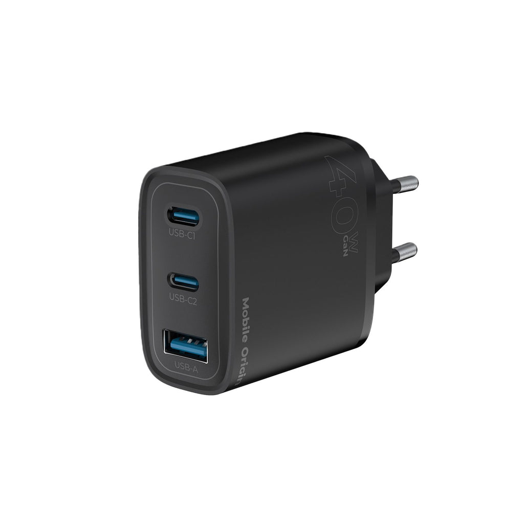 Mobile Origin GaN 40W Wall Charger MO13, black 1 USB-A + 2 USB-C