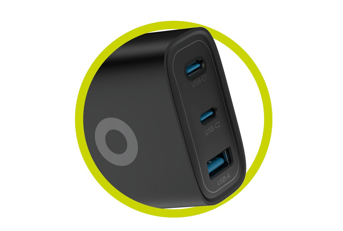 Mobile Origin GaN 40W Wall Charger MO13, black 1 USB-A + 2 USB-C
